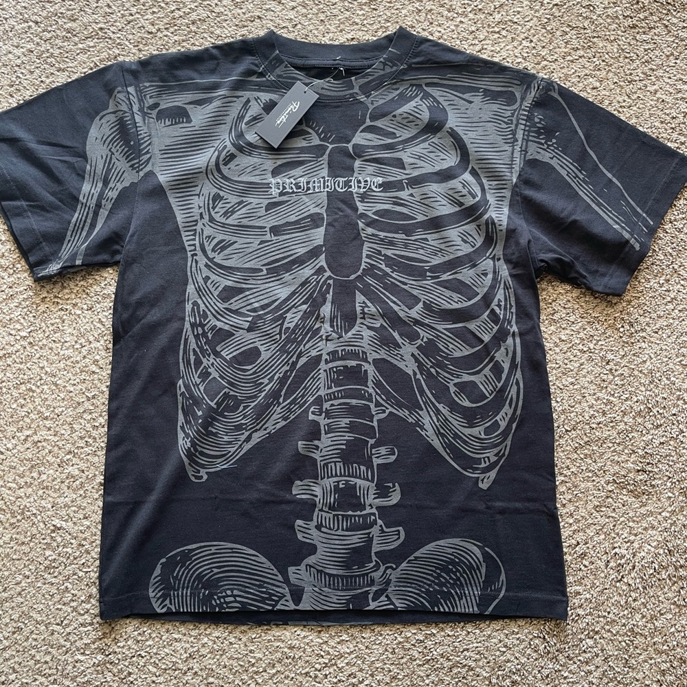 Primitive Charcoal Skeleton Print Tee